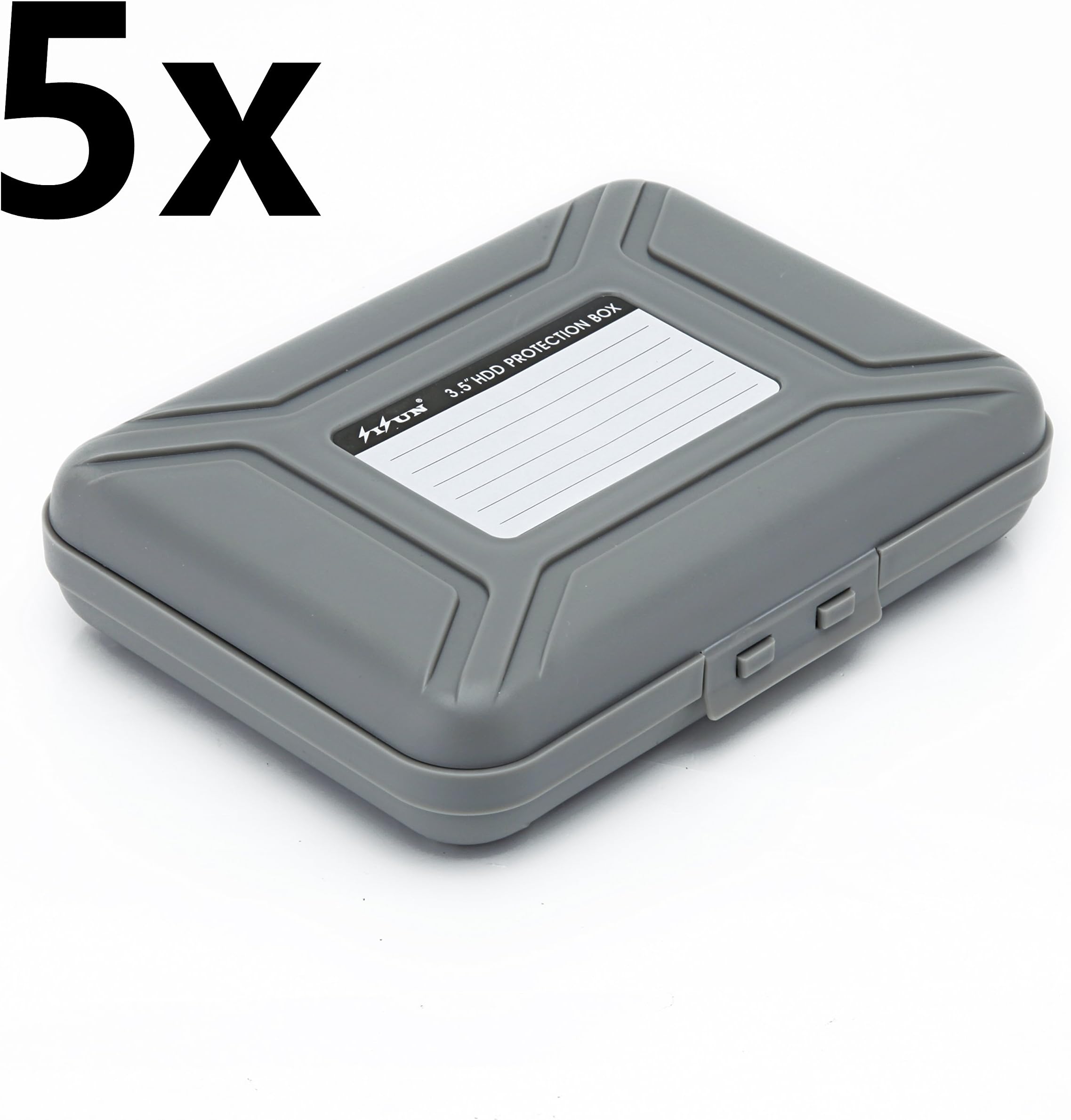 [5-Pack] SISUN 3.5 inch Anti-Static HDD Protector Case , 3.5 " Hard Drive protection Case - HDD Storage Box (5xGrey)