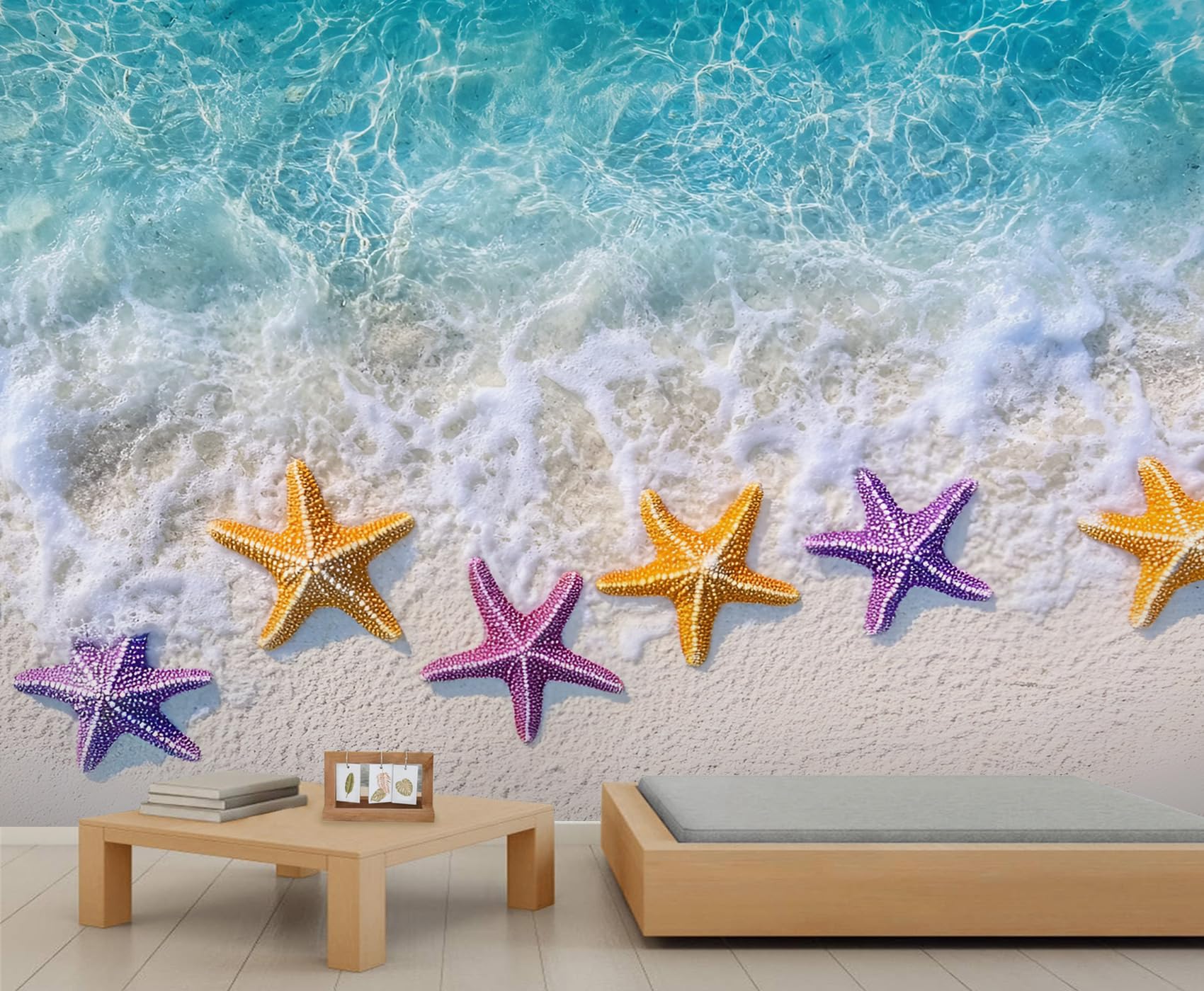 Fresque murale océan et plage d'été pour salon lumineux et moderne de 500x300cm
