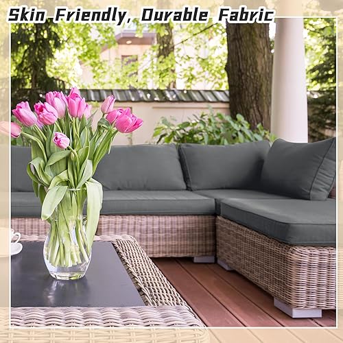 Miniatura 5 de Patelai 14 fundas impermeables para cojines de patio al aire libre, de 24 x 24 pulgadas, a prueba de rayos UV, fundas de asiento seccionales