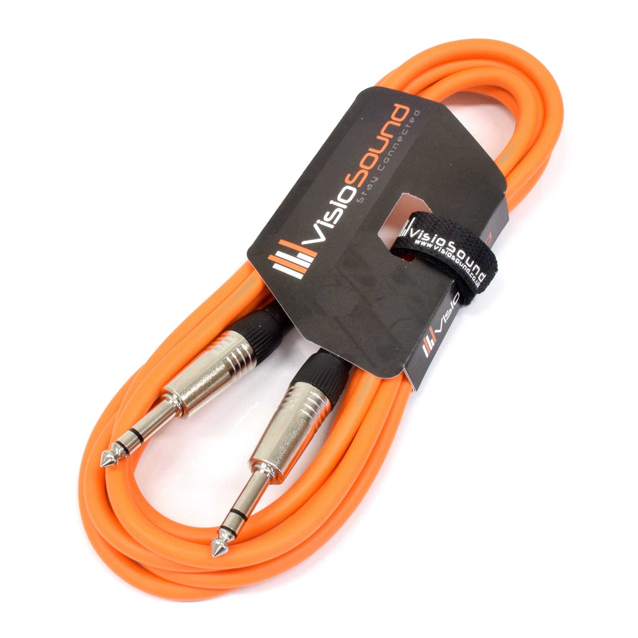 VisioSound 6.35mm 1/4" Stereo TRS Jack to TRS Jack Lead/Balanced Signal Audio Patch Cable (3m, Orange)