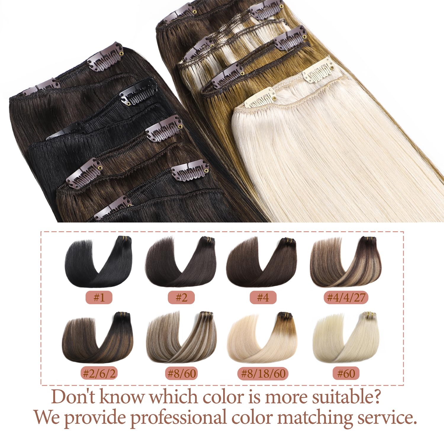 Amazon.com : Straight Clip in Hair Extensions #4/4/27 Human  display picture 3