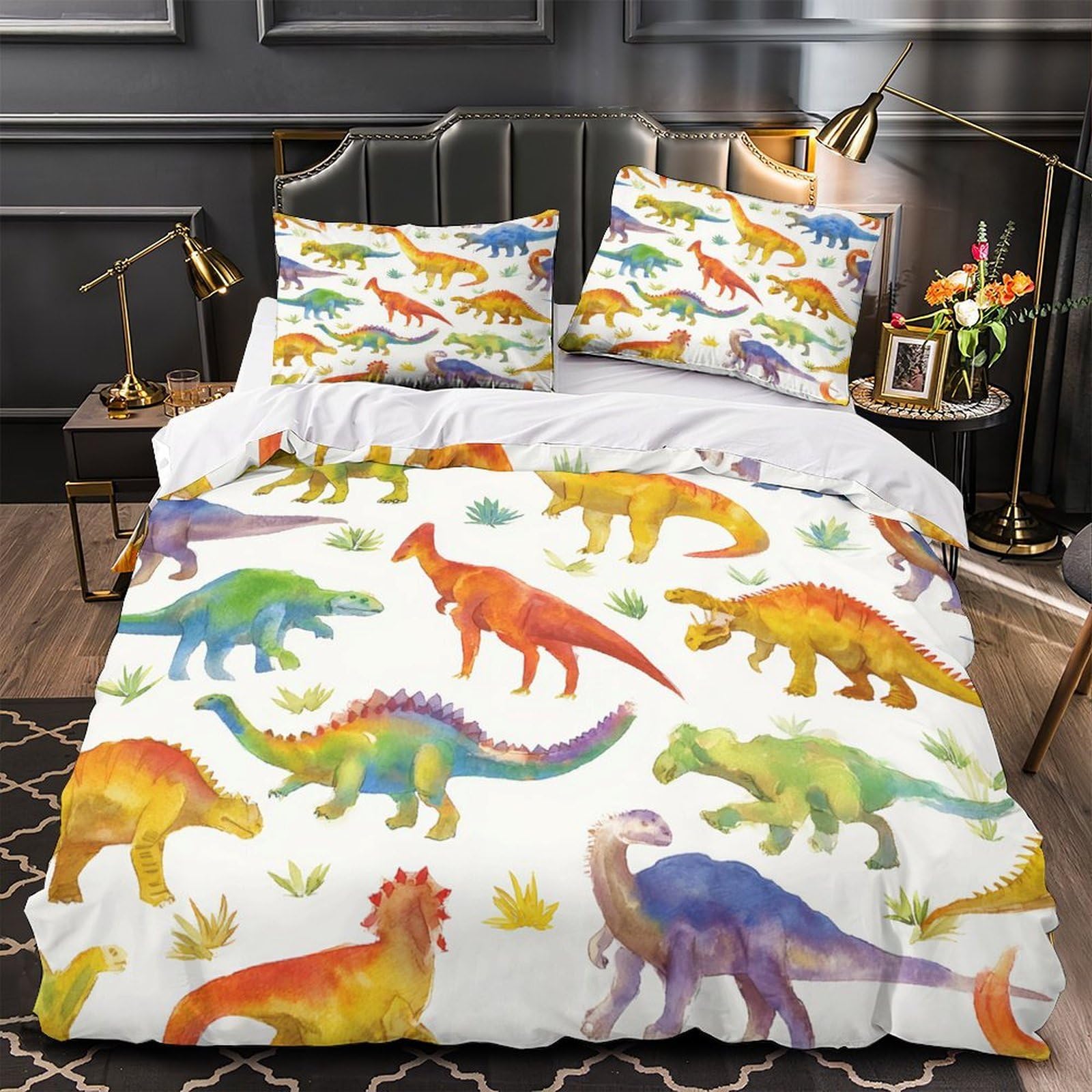 Housse de couette dinosaure king en microfibres de quality supérieure résistante et respirante