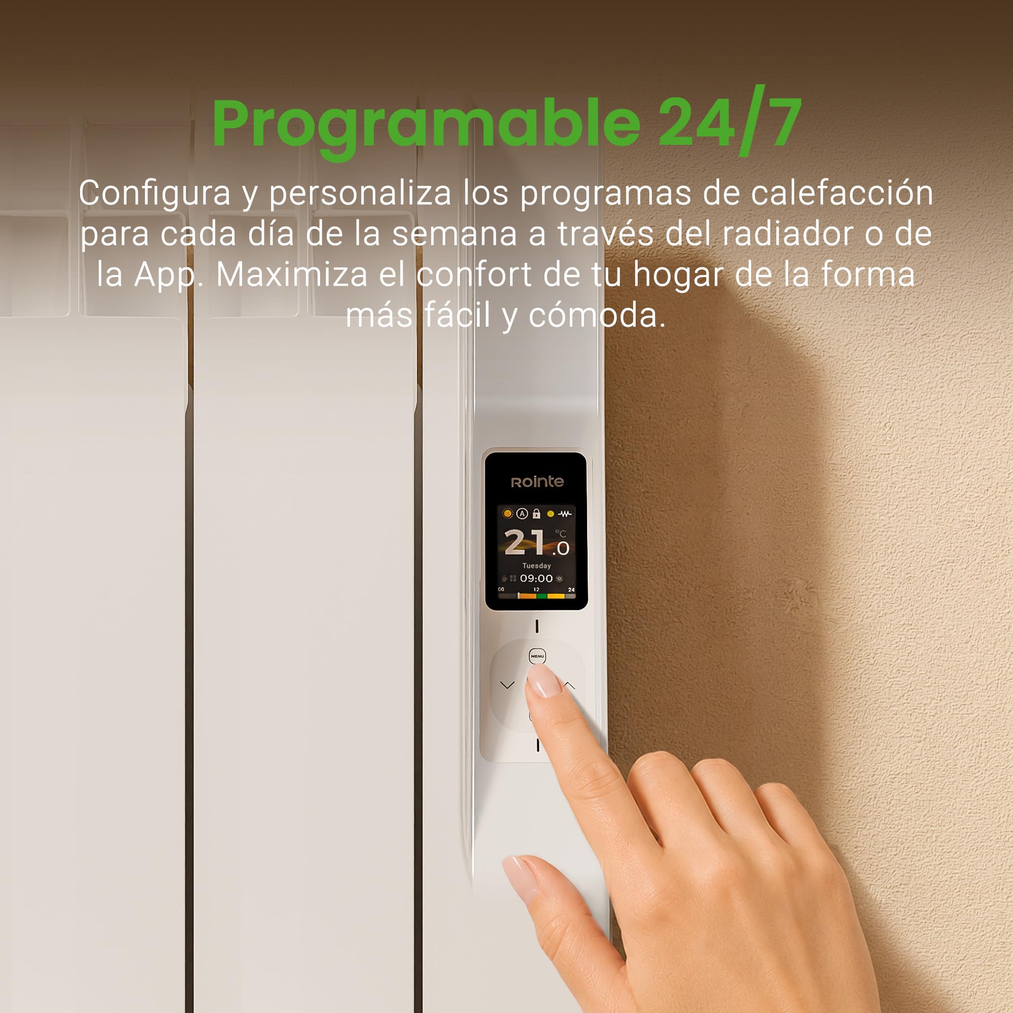 Radiador eléctrico Rointe Kyros WiFi 1800 W 8 elementos color blanco