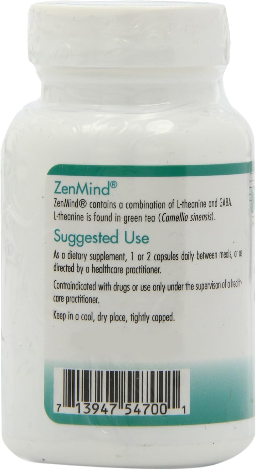 Allergy Research Group Nutricology ZenMind Supplement - Calmness Support, Day or Night, GABA, L-Theanine, Hypoallergenic, Vegetarian Capsules - 60 Count