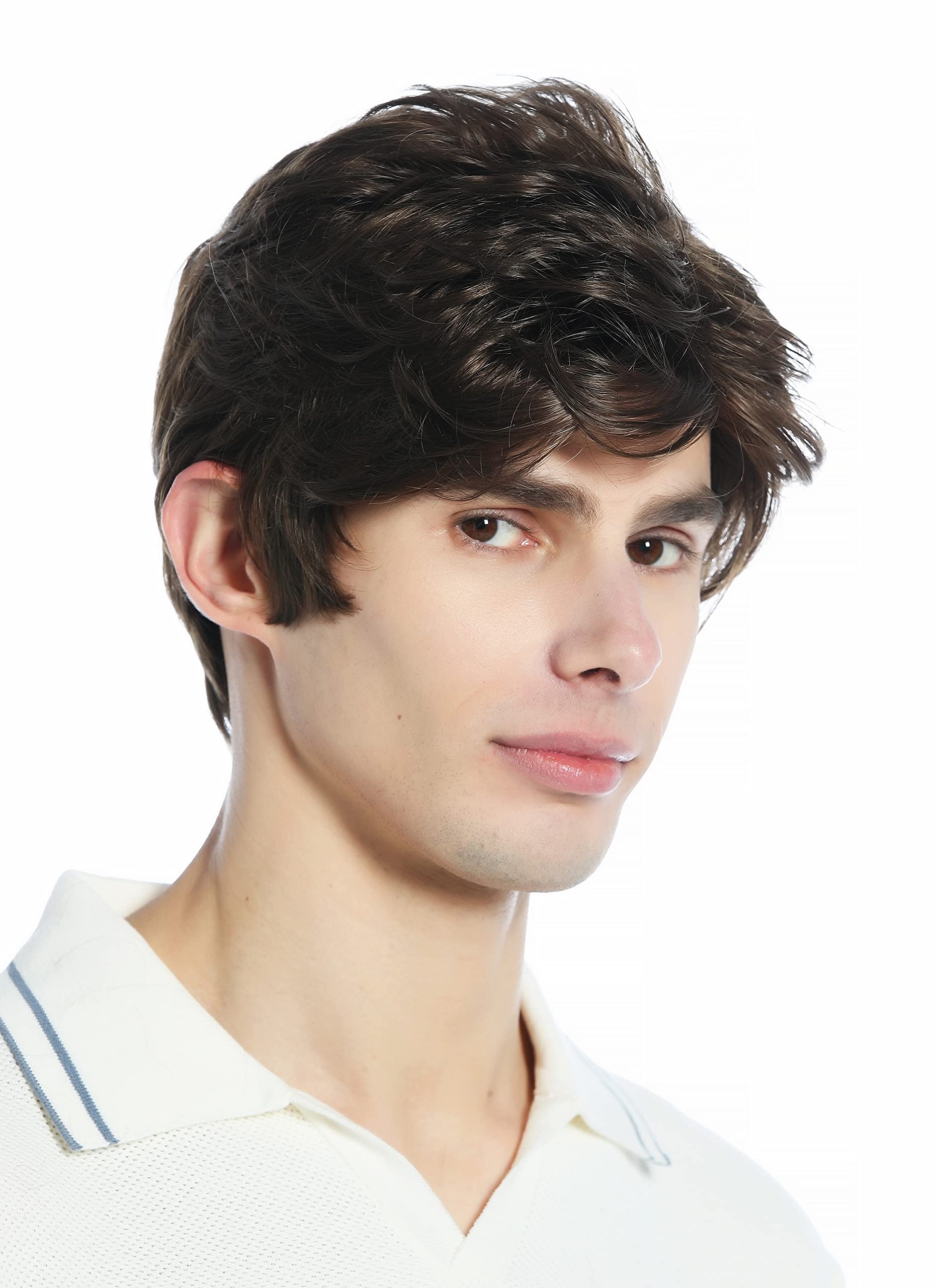 WIG ME UP - DW94A-10 Wig Men Women unisex short parting wavy medium brown, medium brown (10) - Image 2