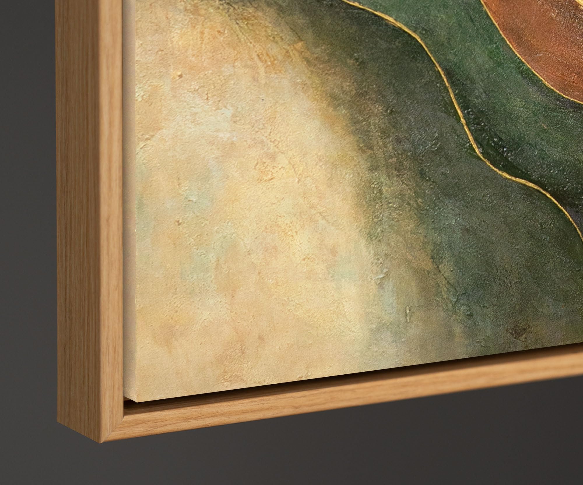 YS-Art Beliebt Acrylbild mit Beige-Grüntöne Abstrakt farbenfrohe handgemalt