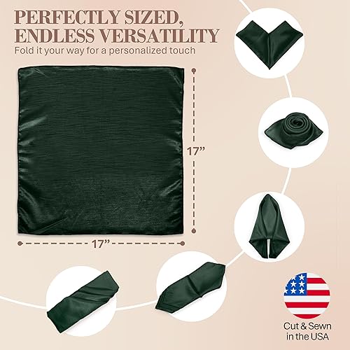 Miniatura 7 de Ultimate Textile -10 docenas - Reversible Shantung Satin - Majestic - Servilletas de tela Majestic de 17 x 17 pulgadas, color verde cazador