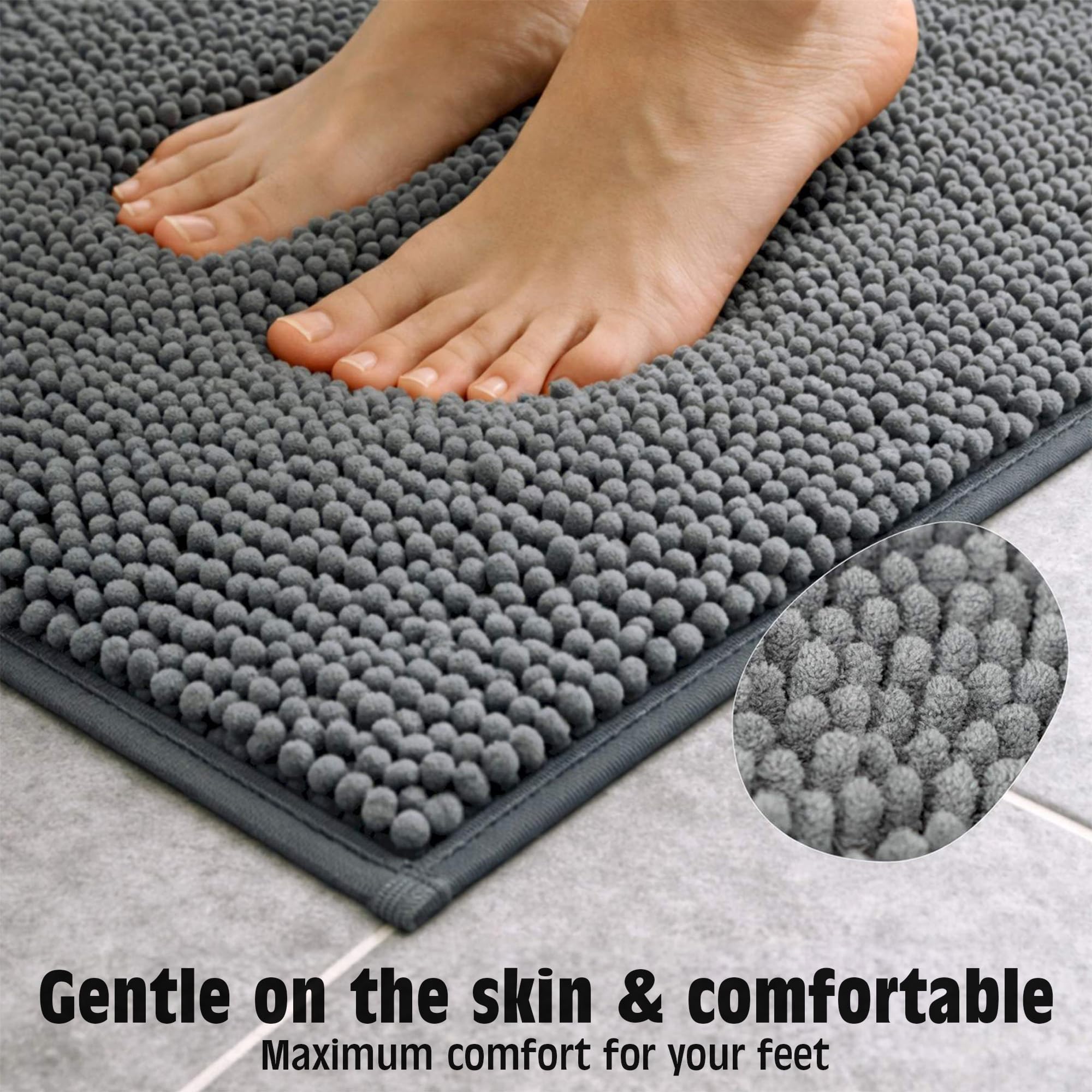 WohnDirect Alfombra Baño Gris 45x45cm • Alfombrilla baño Antideslizante y Lavable • Cómoda Y Súper Absorbente — view 5