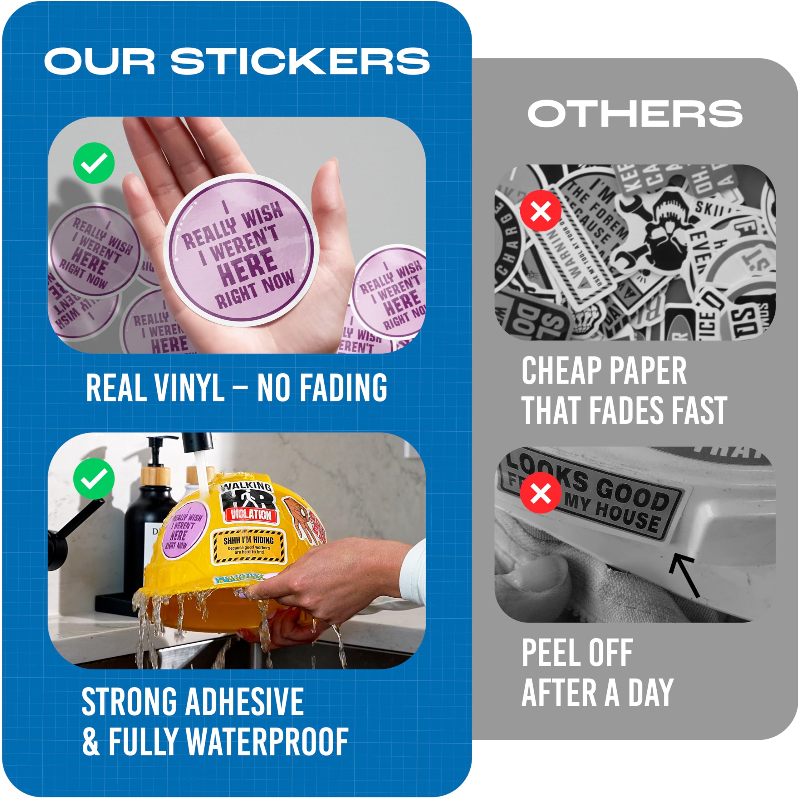 200 PCS Hard Hat Stickers for Adults No Duplicates Sarcastic Meme Funny Stickers for Water Bottles Toolbox Helmet — view 6