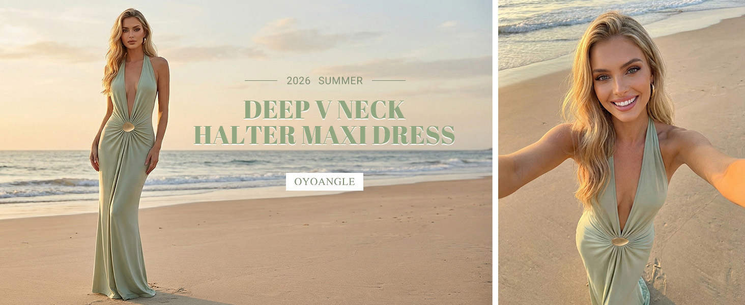 Amazon.com: OYOANGLE Women's Deep V Neck Halter Maxi Dress Sexy Summer Backless Wedding Guest Vacation Beach Party Formal Dresses Apricot XX-Small : Clothing, Shoes & Jewelry Amazon.com: OYOANGLE Women's Deep V Neck Halter Maxi Dress Sexy Summer Backless Wedding Guest Vacation Beach Party Formal Dresses Apricot XX-Small : Clothing, Shoes & Jewelry