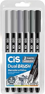 MARCADOR ARTISTICO, CIS, DUAL BRUSH 58.0303, CINZA, PACOTE COM 6