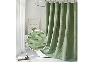 ORTIGIA Sage Green Woven Fabric Shower Curtain