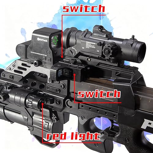 Vista 4 de Gel Splat Blaster Tamaño grande de 29 pulgadas Colorido Flash Tracer Accesorios ricos Modo totalmente automático y manual Batería recargable