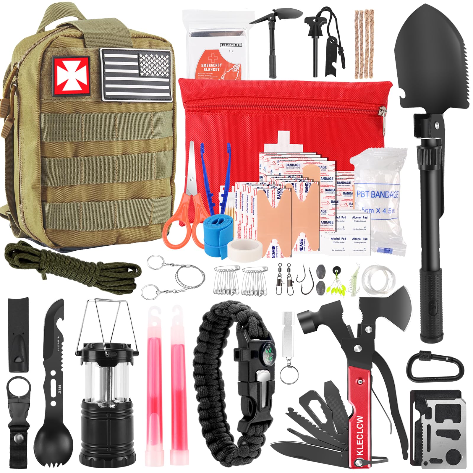 Gifts for Men Christmas Survival Kit and First Aid kit, 160 Pcs Emergency Supplies Camping Accessories with Upgraded Molle Bag for Outdoor Adventure Camping Hiking Hunting — Amazon image 7