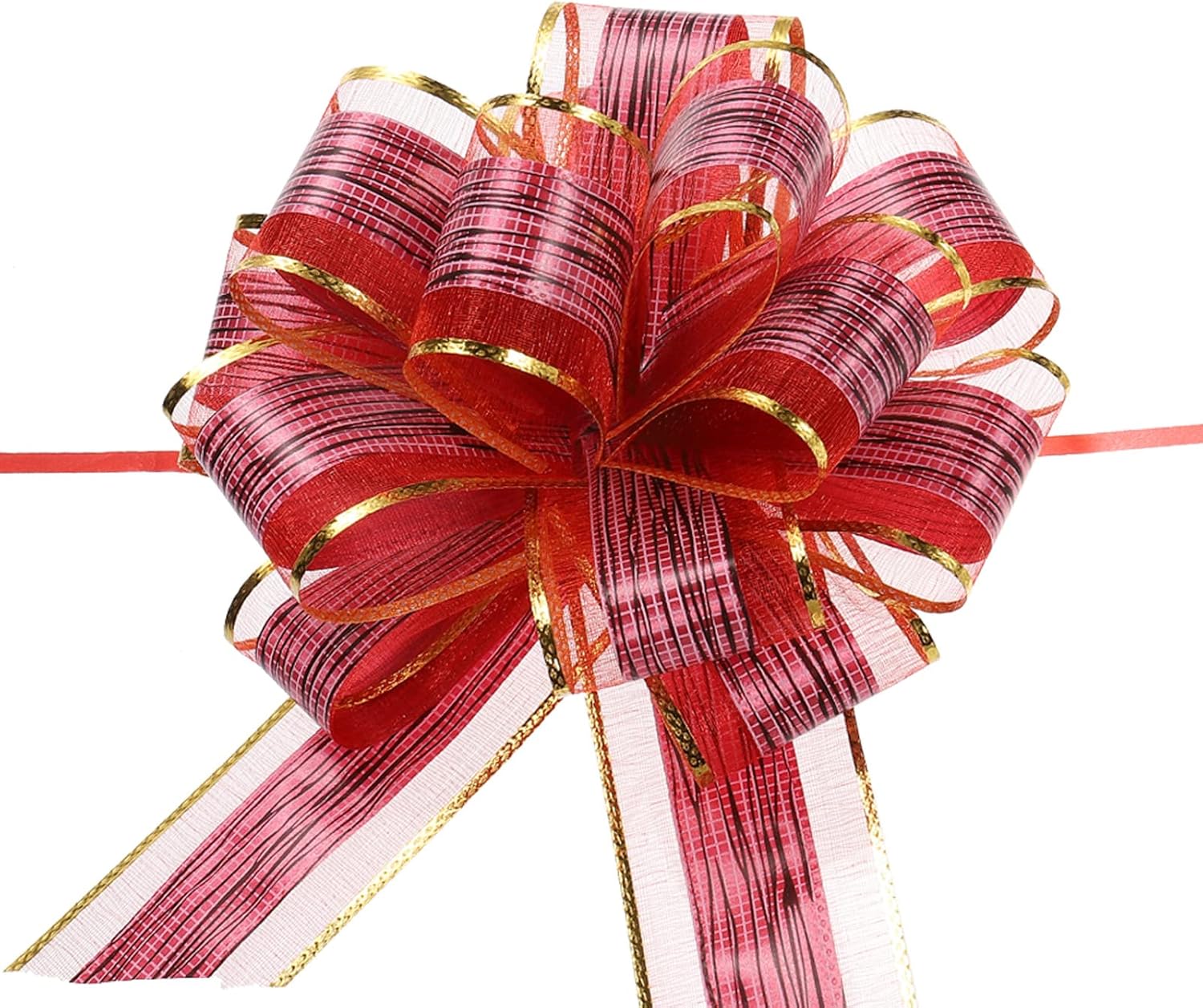 MECCANIXITY 20pcs 7 Inch Large Pull Bow Gift Wrapping Bows Ribbon Organza Burgundy for Wedding Baskets Presents Christmas Party
