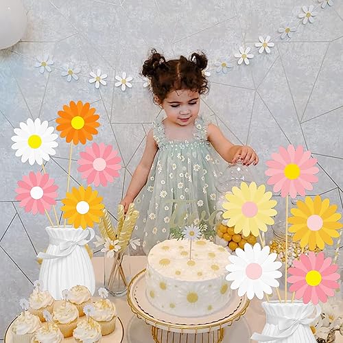 Miniatura 9 de 12 piezas de centro de mesa con temática de margaritas Groovy Spring Flower Centers para mesa de los años 70, decoración de margaritas de crisantemo