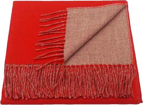 Baby Alpaca - Manta reversible de doble cara (naranja/beige)