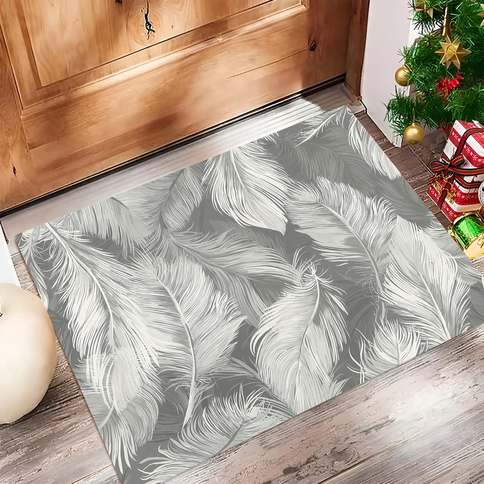 Paillasson d'entrée pour chien et intérieur propre motif plume