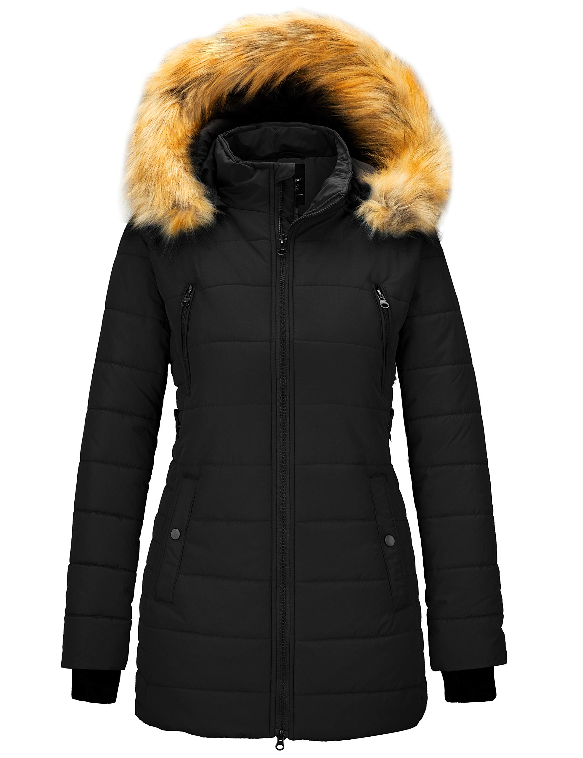Women's Winter Warm Puffer Coat Water Resistant Outdoor Jacket Cotton Padded Jackets Faux Fur Hood Coats