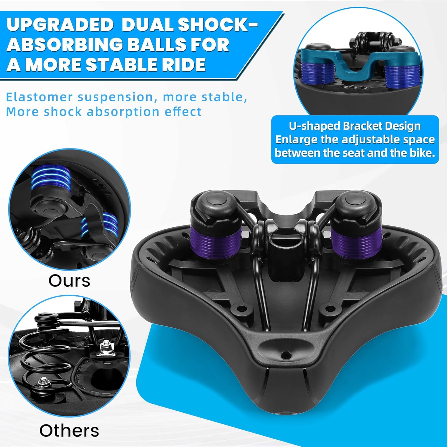 New Noseless Bike Seat for Men Women Comfort Wide, Large Soft Padded Bicycle Seat, Comfortable Replacement Bike Saddle for Peloton, Stationary Exercise Bike, MTB, Beach Cruiser, Ebike, City Bike