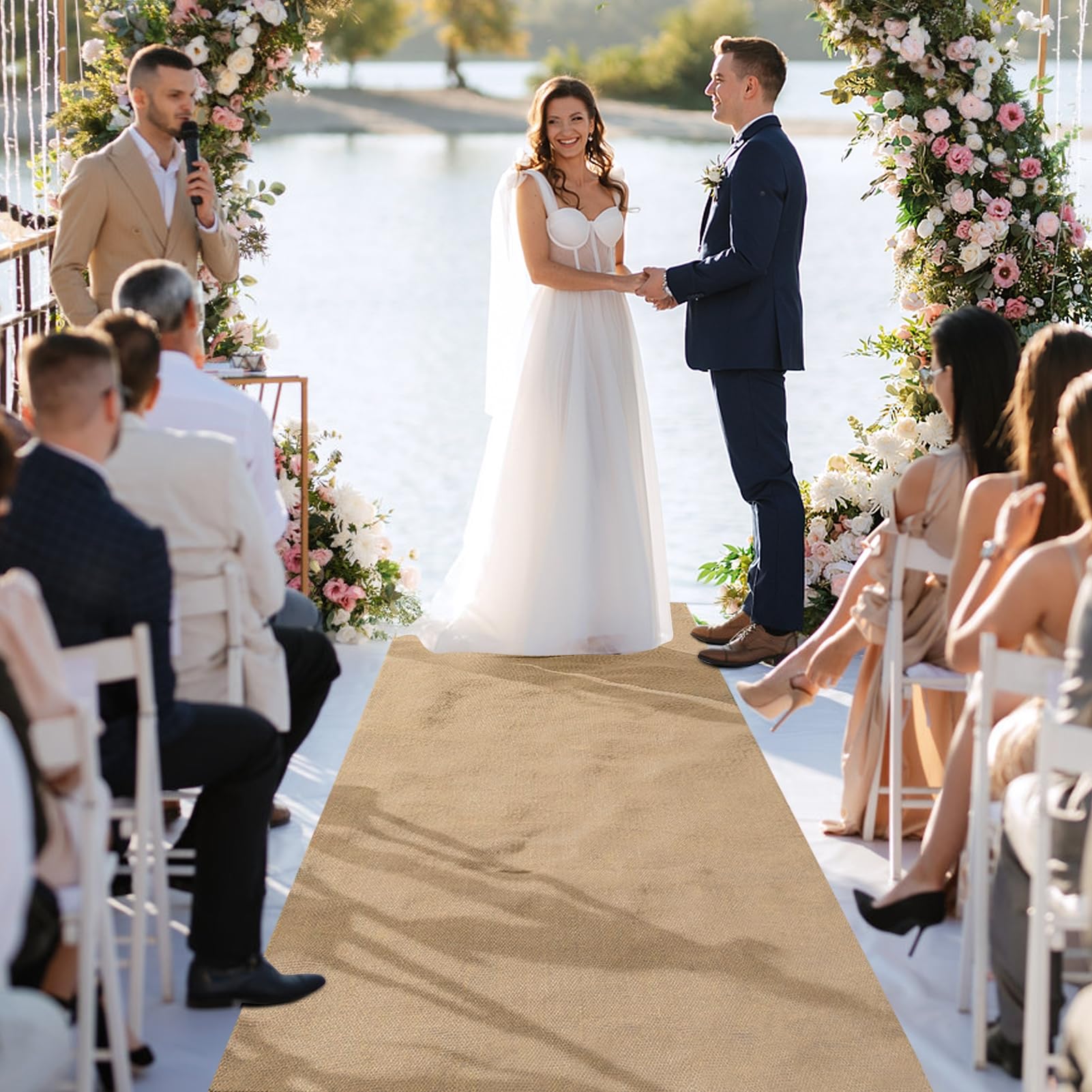 SK Studio Tapis de Mariage, 1 x 15 m Tapis de Passage en Toile de Jute pour Fête église Mariage Cérémonie