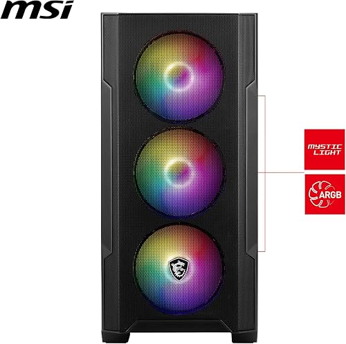 MSI MAG FORGE M100R Mini-Tower PC Case - Vetro temperato, Micro-ATX Mini-ITX, pannello frontale Mesh, 4 ventole ARGB (120mm) con controller Hub, filtro antipolvere magnetico, porta USB 3.2 Gen1 Type-A - 2