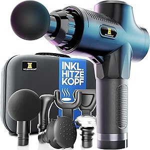 HELDENWERK Massagepistole inkl. 7 Massageköpfen & 30 Geschwindigkeiten, mit USB-C Anschluss und Hitzekopf I Muskel Massagegerät, Massagegun, Muskelmassagepistole, Muskelpistole