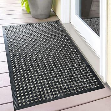 Uniboho Commercial Heavy Duty Rubber Floor Mat for Outside Non Slip 20 x 31 | For Restaurant, Kitchen, Horse Stall, Outdoor Patio, Garage, Pool, with Holes for Drainage