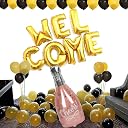 TOYXE Rubber, Aluminium Lets Party Welcome Home Decoration Balloons Set - Golden, Black,42 pcs gallery image