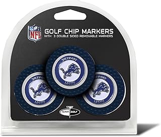 Team Golf NFL Detroit Lions 3 Pack Golf Chip Ball Markers, Poker Chip Size with Pop Out Smaller Double-Sided Enamel Markers