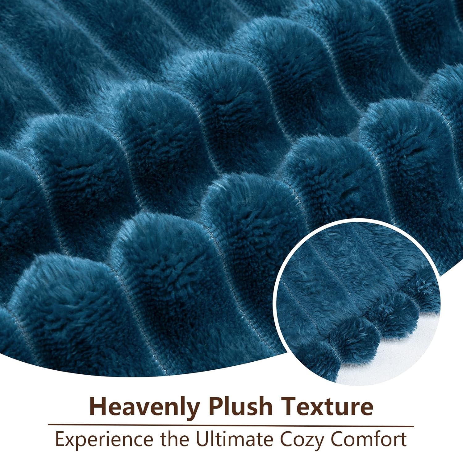 Excervent Solid Striped Flannel Fleece Blanket (50x70 inches, Navy Blue) Cozy Throw Blankets for Couch Sofa and Bed, Super Soft Luxurious Warm Blankets for Household Living Room Bedroom