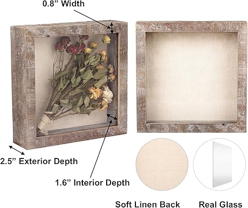 Vista 29 de Shadow Box - Marco de fotos de madera natural de 12 x 16 pulgadas con parte trasera de lino para recuerdos, alfileres, premios, medallas, entradas