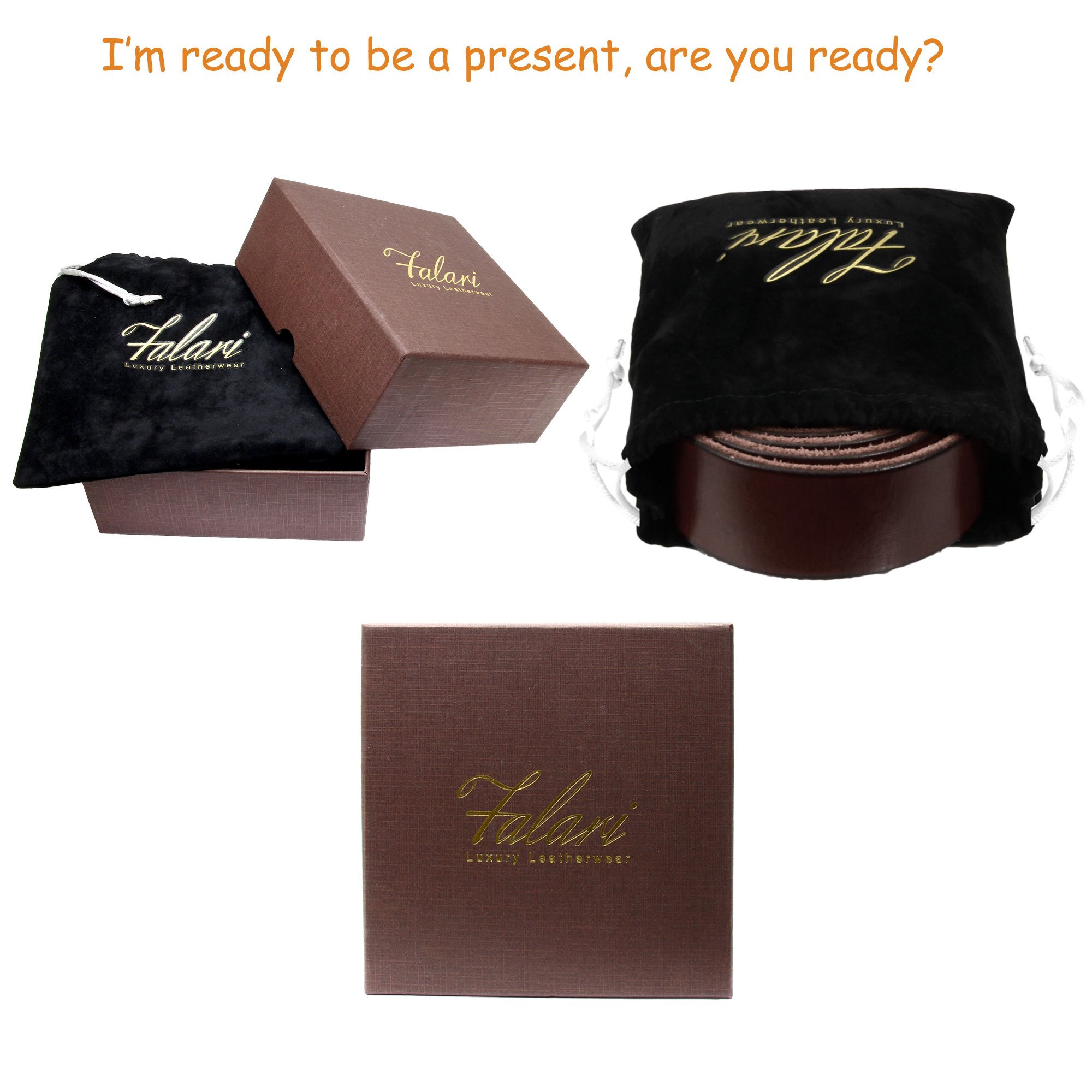 Falari Men's Classic 100% Full Grain Leather Belt 38mm Enclosed in a Gift Box 9025