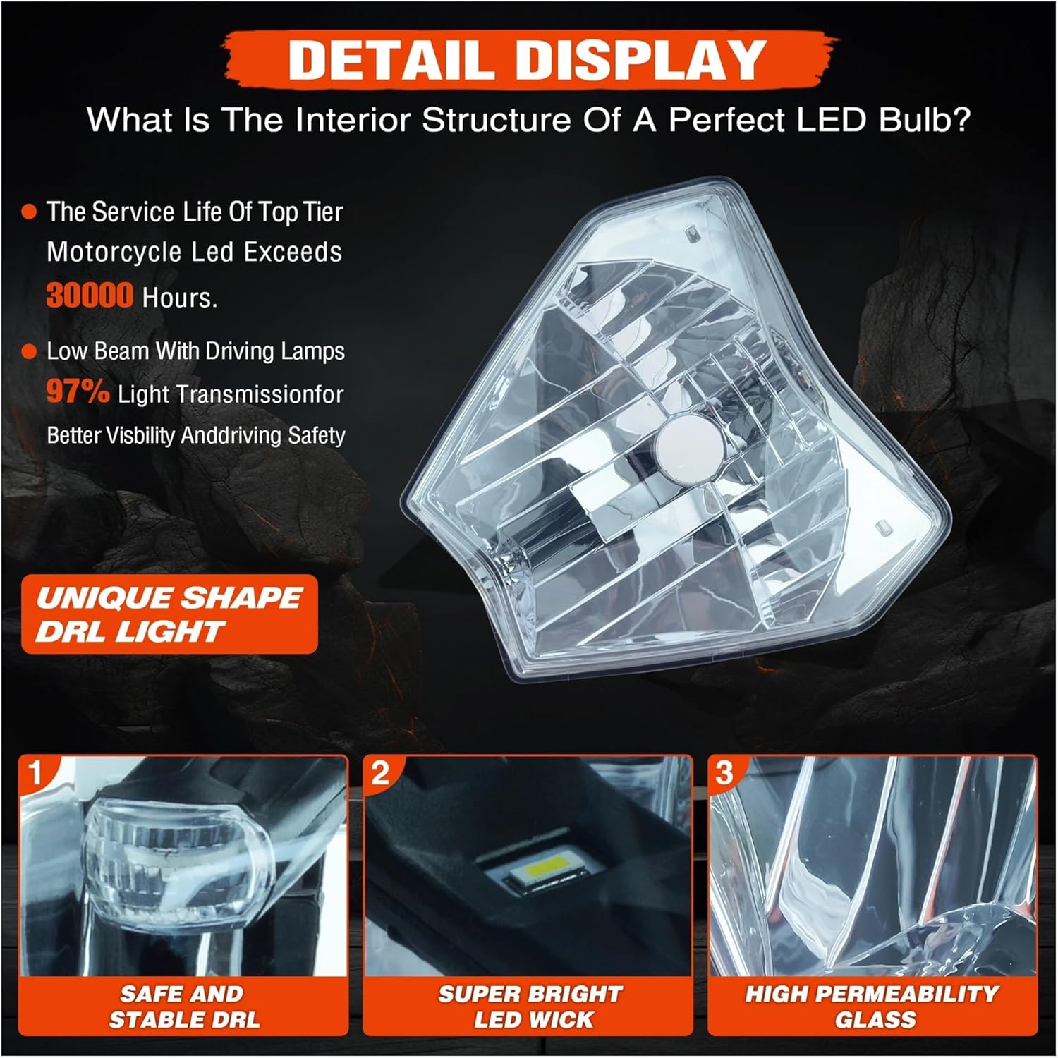 PowerZoneFor Fit For K-tm 2024 EXC SXF XCW Bike Enduro Headlight Supermoto Fairing(Bulb Light)