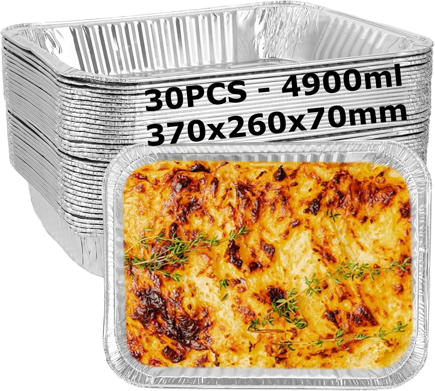 SHUESS Aluschalen 4900ml 370x260x70mm Einweg Alu Grillschalen für Backofen Grill