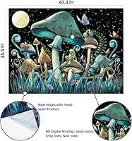 Vista 7 de KJHL Tapiz de hongos, lindos y coloridos caracoles de serpiente, plantas naturales, decoración para colgar en la pared, tapices estéticos