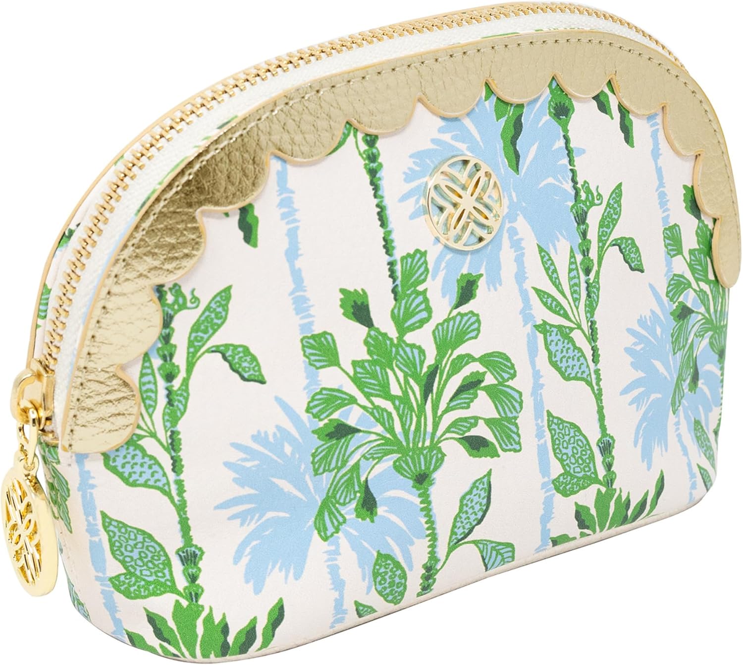 Lilly Pulitzer Vegan Leather Zipper Pouch with Scallop Edge, Cute Pencil Case for Adults, Travel Toiletry Bag, Small Pouch Bag for Supplies, Makeup or Toiletries (Swayin in the Breeze)