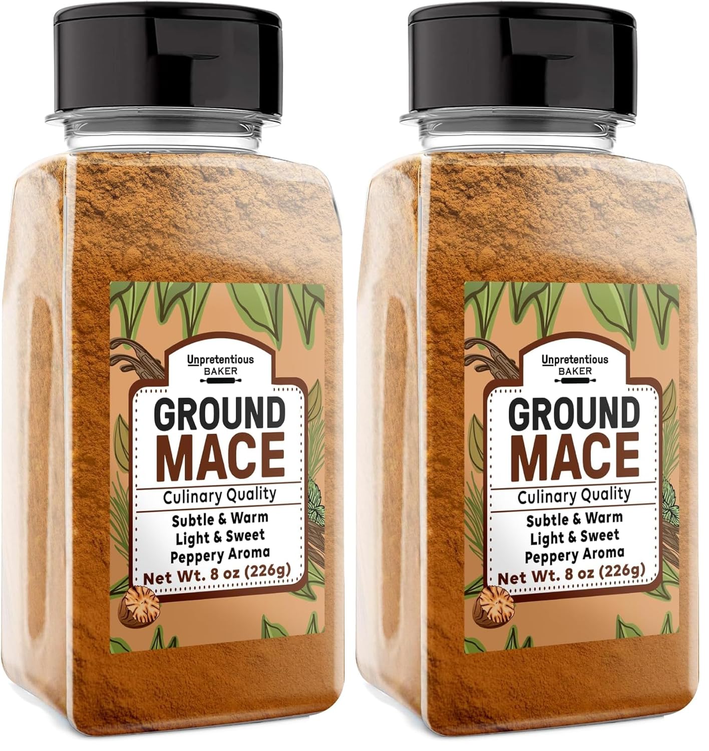 Unpretentious Ground Mace, 8 oz, Warm Spice, Curries & Desserts, Aromatic (Pack of 2)