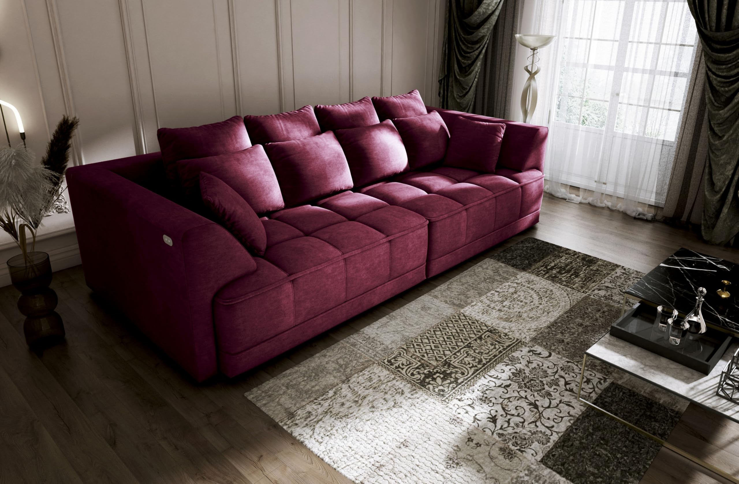 Big Sofa Tiga XXL, Schlafsofa, Couch, Schlafcouch mit Schlaffunktion 302 cm Breit (Cloud 68)