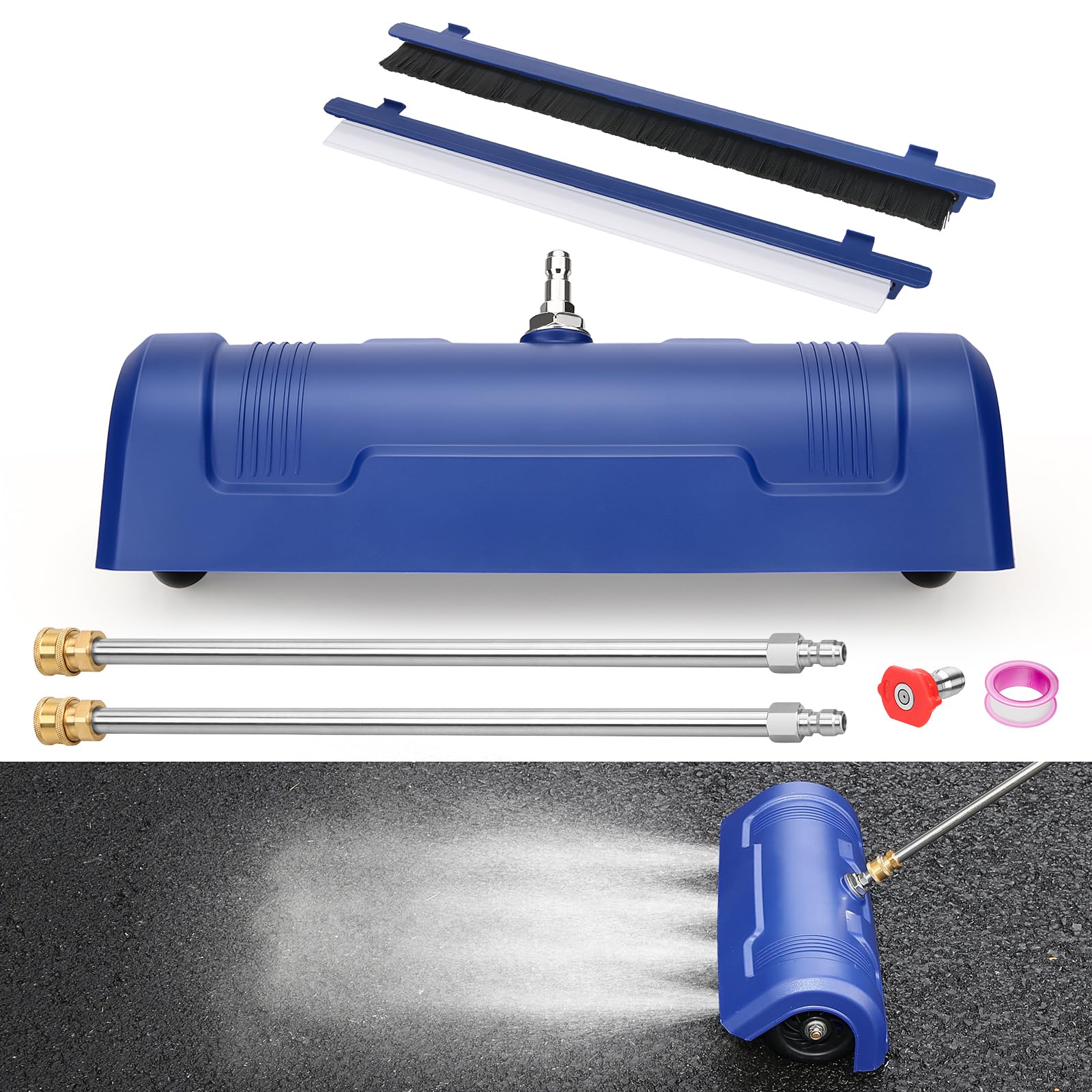 BlumWay Limpiador de superficies de lavado a presión de 15 pulgadas, 1200-4000 PSI con cepillo intercambiable, material resistente, enchufe rápido de 1/4 pulgadas, 2 x 15 varitas extendidas, boquilla