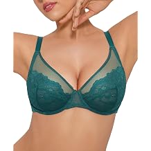 Popilush Bras for Women Lace Minimizer Underwire Bra, Unlined Full Coverage with Comfortable Lift for Large Bust