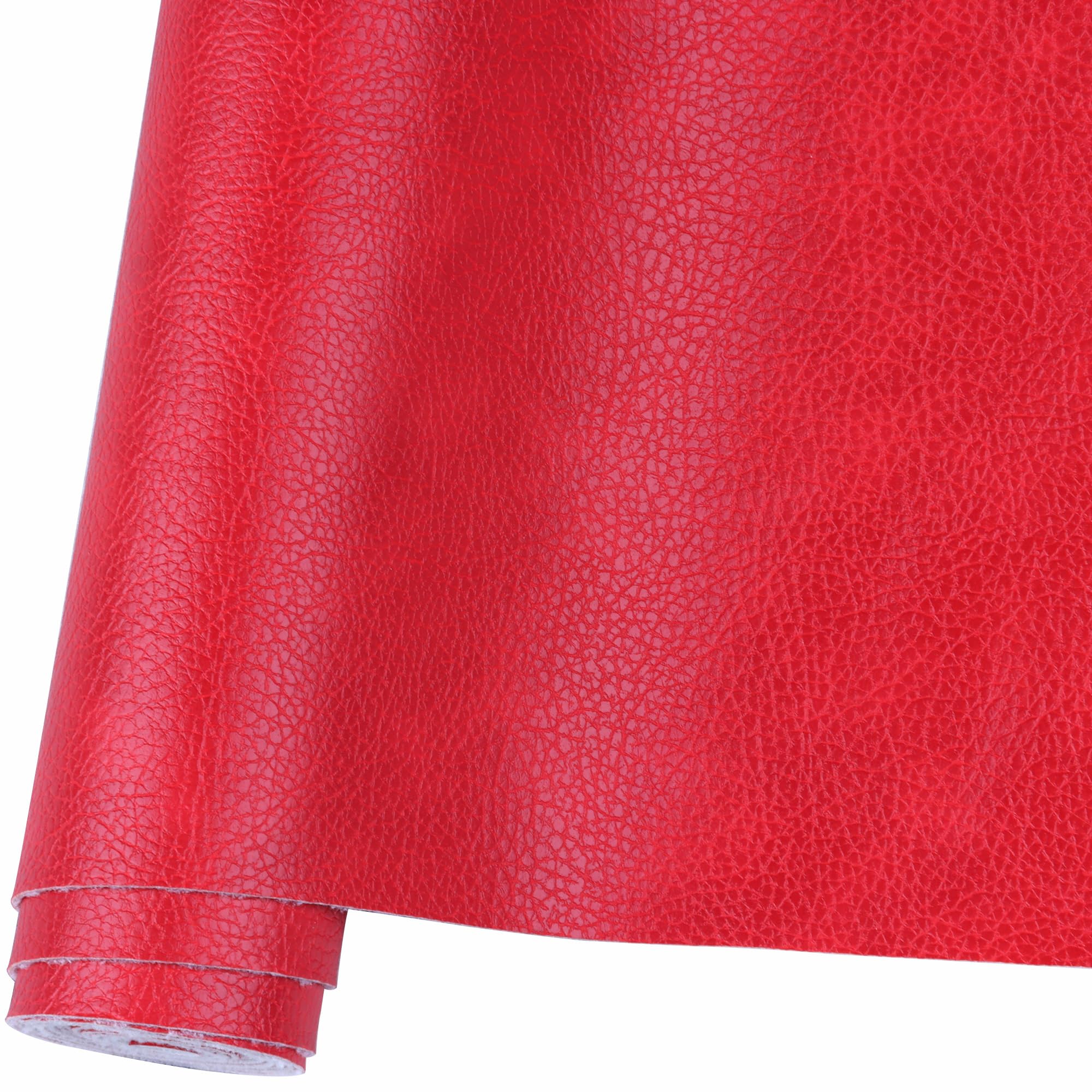 RAMYA Solid Color Faux Leather Sheets 12 "X 53" (30cm X 135cm), PU Faux Leather Fabric is Perfect for Leather Earrings and DIY Projects (Red)