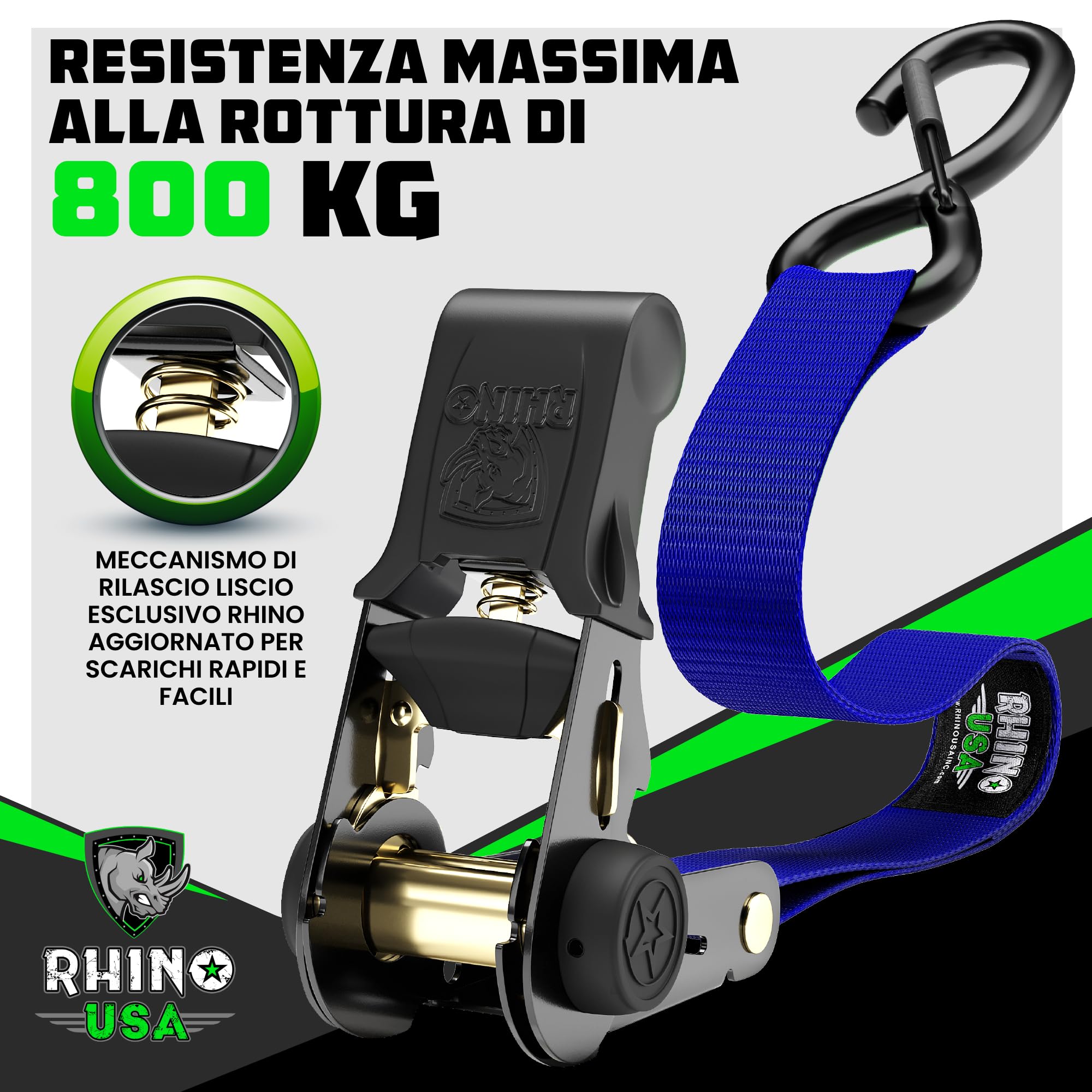 Set 4 Cinghie Con Cricchetto - Portata 800 Kg, Lunghezza 4-6 M, Larghezza 25 Mm - Foto 14