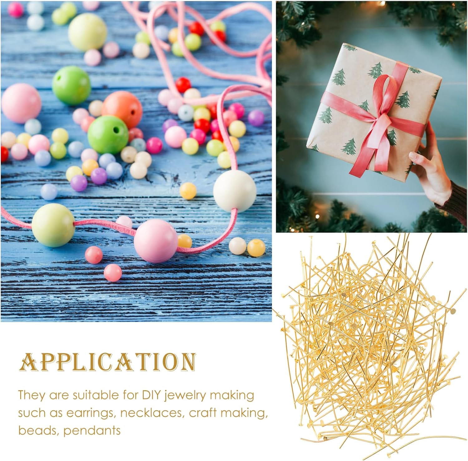 Veemoon 400PCS Metal Flat Head Pins for Jewelry Making Beading DIY Crafts for Threading Beads Compatible Designs
