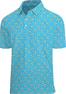 Golf Shirts for Men Printed Performance Moisture Wicking Short Sleeve Dry Fit Polo Shirts