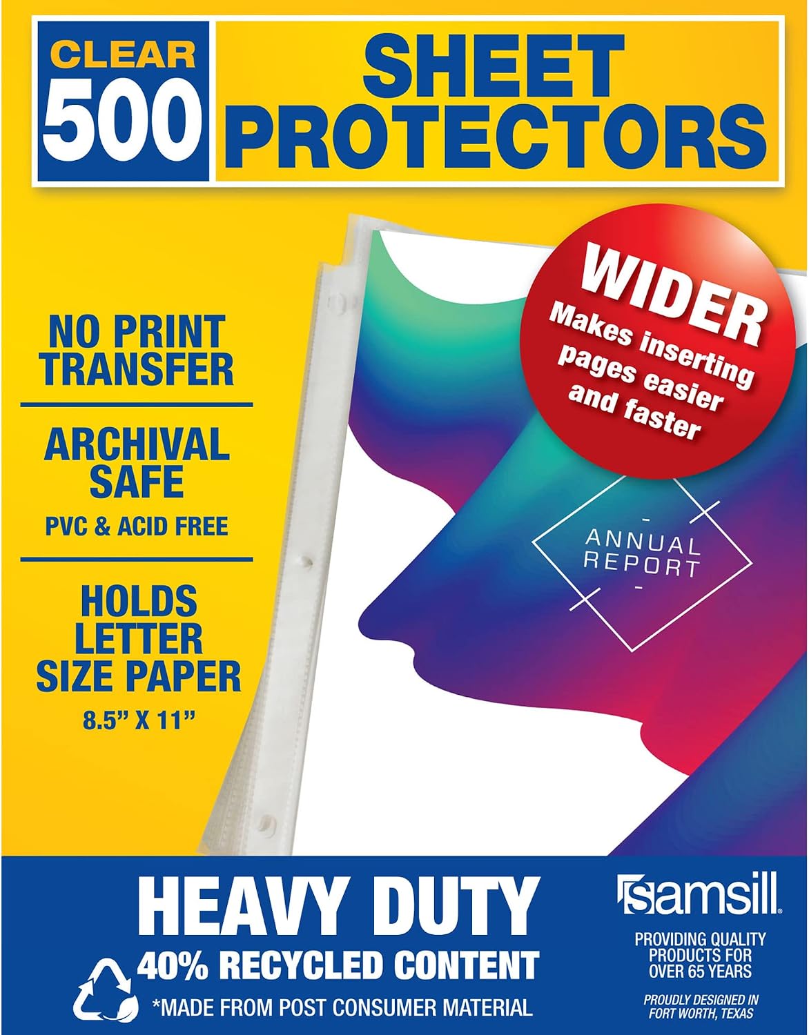 200-Pack Color Edge Sheet Protectors - Top Loading Page Protectors For 3-Ring Binders, 5 Colors For Organization