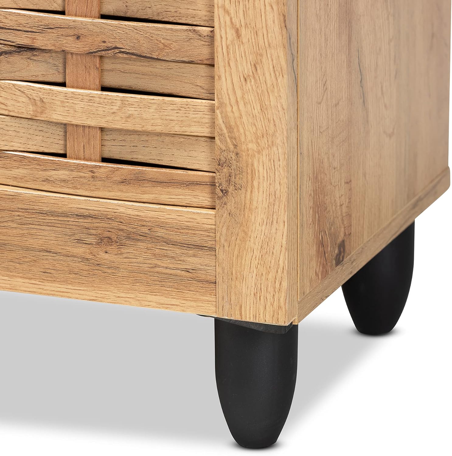 Baxton Studio Winda Modern and Contemporary Oak Brown Finished Wood 3-Door Shoe Cabinet