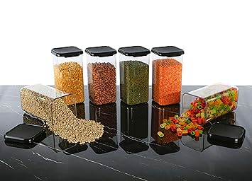 Nestland Airtight Kitchen Food Storage Containers Set of 6-1550 MLfor Storage Pulses, Cereals, Grains, Dry Fruits, Pantry Organization and More, Food Grade, BPA Free, Stackable, Transparent