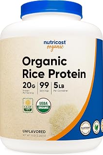 Nutricost Organic Rice Protein Powder 5lbs (Unflavored) - Certified USDA Organic, 20G of Rice Protein Per Serv, Non-GMO