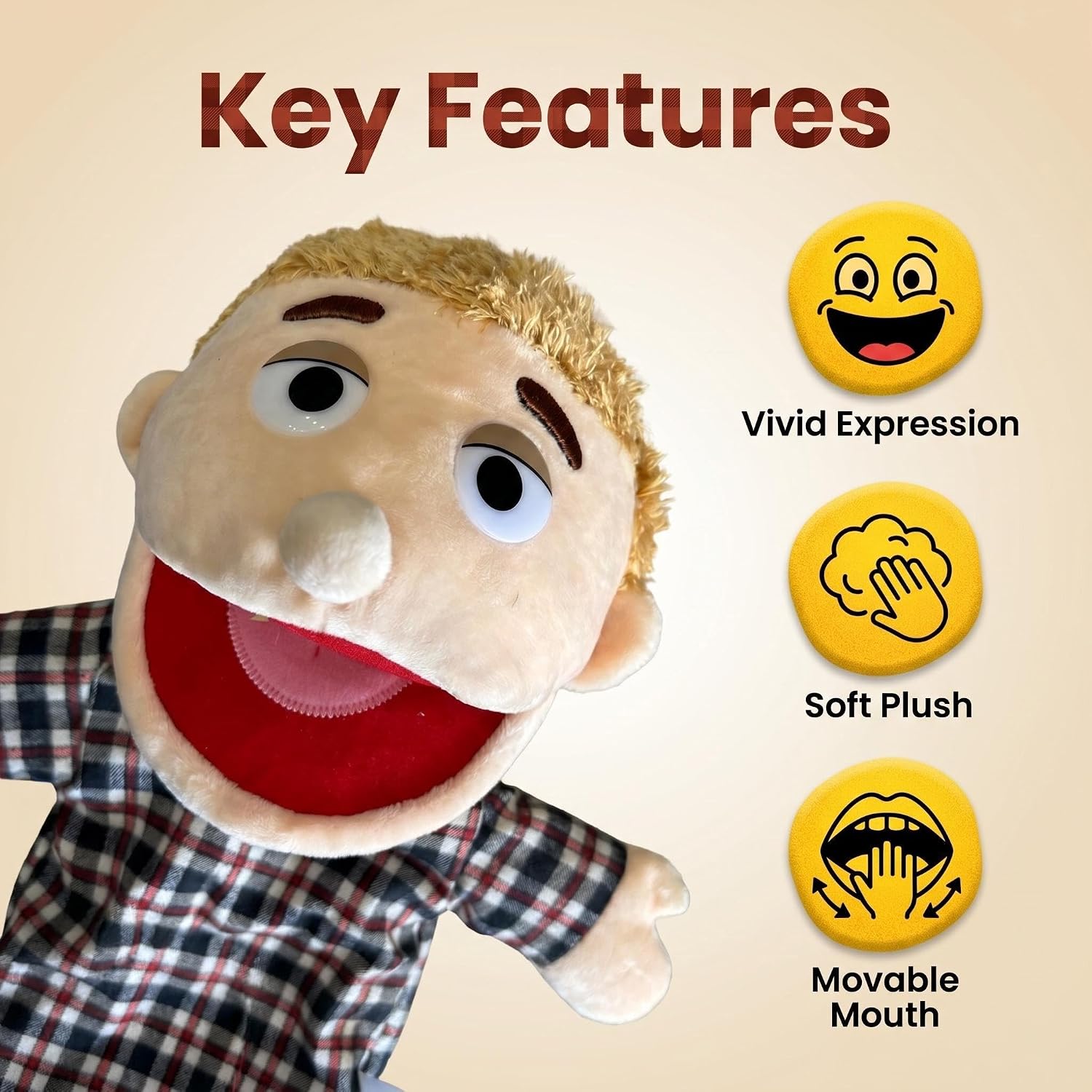 Family Hand Puppets Role-Playing Storytelling Hand Puppet for Kids (Dad)
